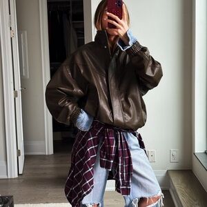 Zara Dark olive green Bomber Jacket